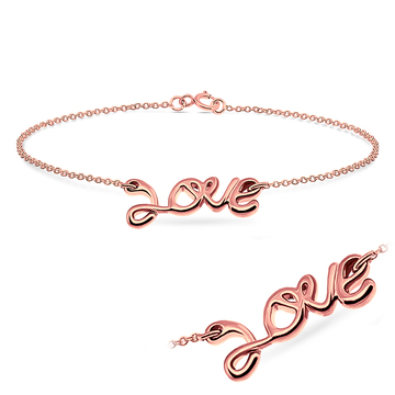 Rose Gold Plated Romantic Love Silver Bracelet BRS-32-RO-GP